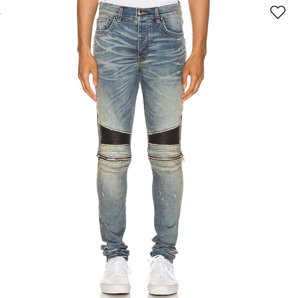 Amiri MX2 leather Distressed Jeans
